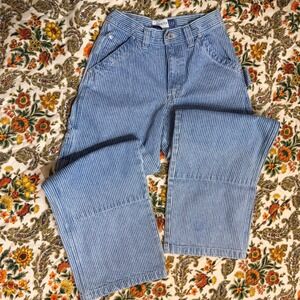 Vintage GAP Contractor Kids Jeans Blue White Stripe Denim Carpenter Pants - 12